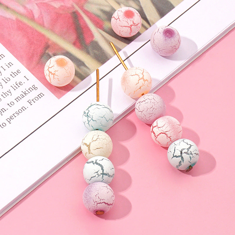 Wholesale 50-100PCS/PACK Acrylic Rubber Crack Color Candy Round Beads